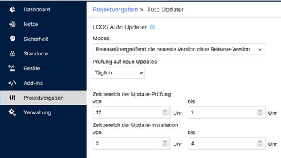 Screenshot: Auto-Update-Funktionen in der LMC