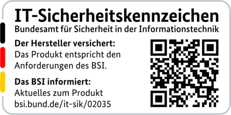 IT-Sicherheitskennzeichen mit QR-Code des BSI für den LANCOM 1800EF-4G