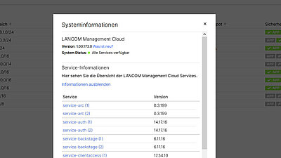 Screenshot: Systeminformationen in der LMC