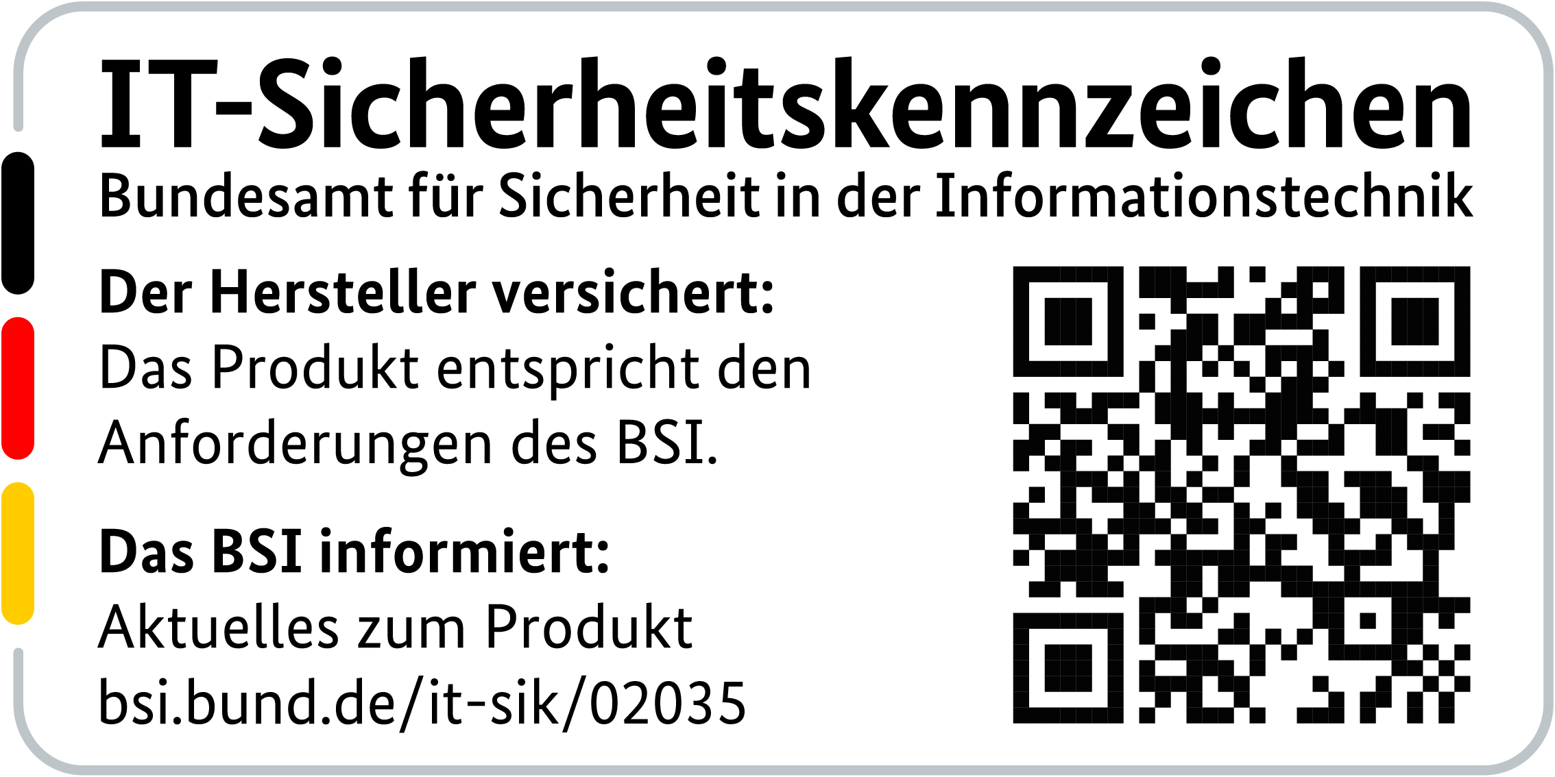 IT-Sicherheitskennzeichen mit QR-Code des BSI für den LANCOM 1800EF-4G